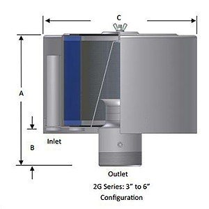 Solberg 2G-484P-1000F flange filter silencer diagram
