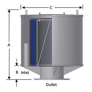 Solberg FS-485P(2)-1200F flange filter silencer diagram