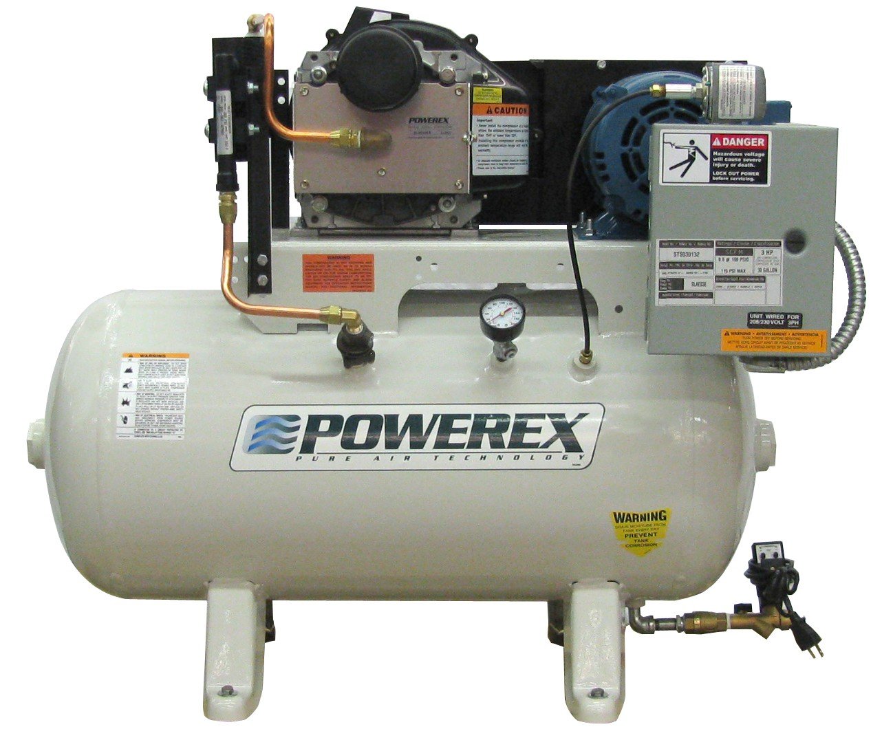 Powerex STS0302 Oil-Less Open Scroll Tank Air Compressor STS Simplex
