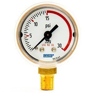 Wika 8079633 1.5" 111.11 30 PSI Compressed Gas Regulator Gauge Dry Steel Gold Pl. Case