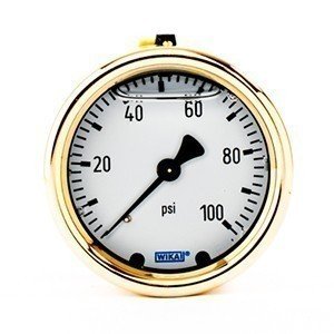 Wika 9318178 2.5" 213.40 100 PSI Bourdon Tube Gauge Forgred Brass Filled Brass Case