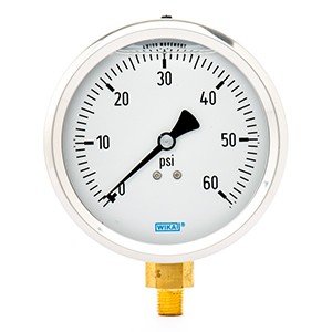 Wika 9699117 4" 213.53 60 PSI Bourdon Tube Gauge Crimped Ring Filled Stainless Steel Case