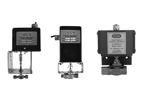 Hoke Actuated space saver electric and metering valve actuators group