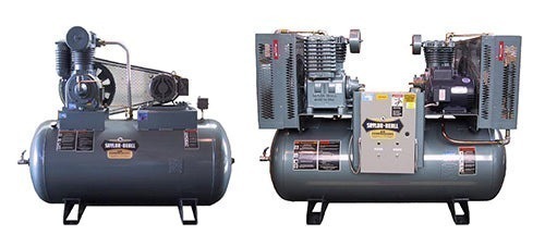 Saylor-Beall horizontal tank mounted and duplex air compressors