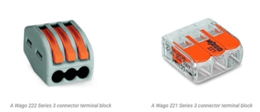 WAGO 222 SERIES 3 CONNECTOR TERMINAL BLOCK VS. WAGO 221 SERIES 3 CONNECTOR TERMINAL BLOCK