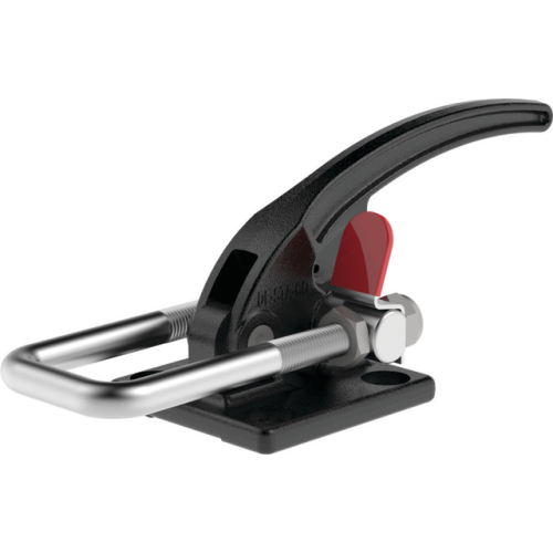 Destaco 385 Horizontal Pull Latch Clamp at Kinequip, black and red with silver metal rod